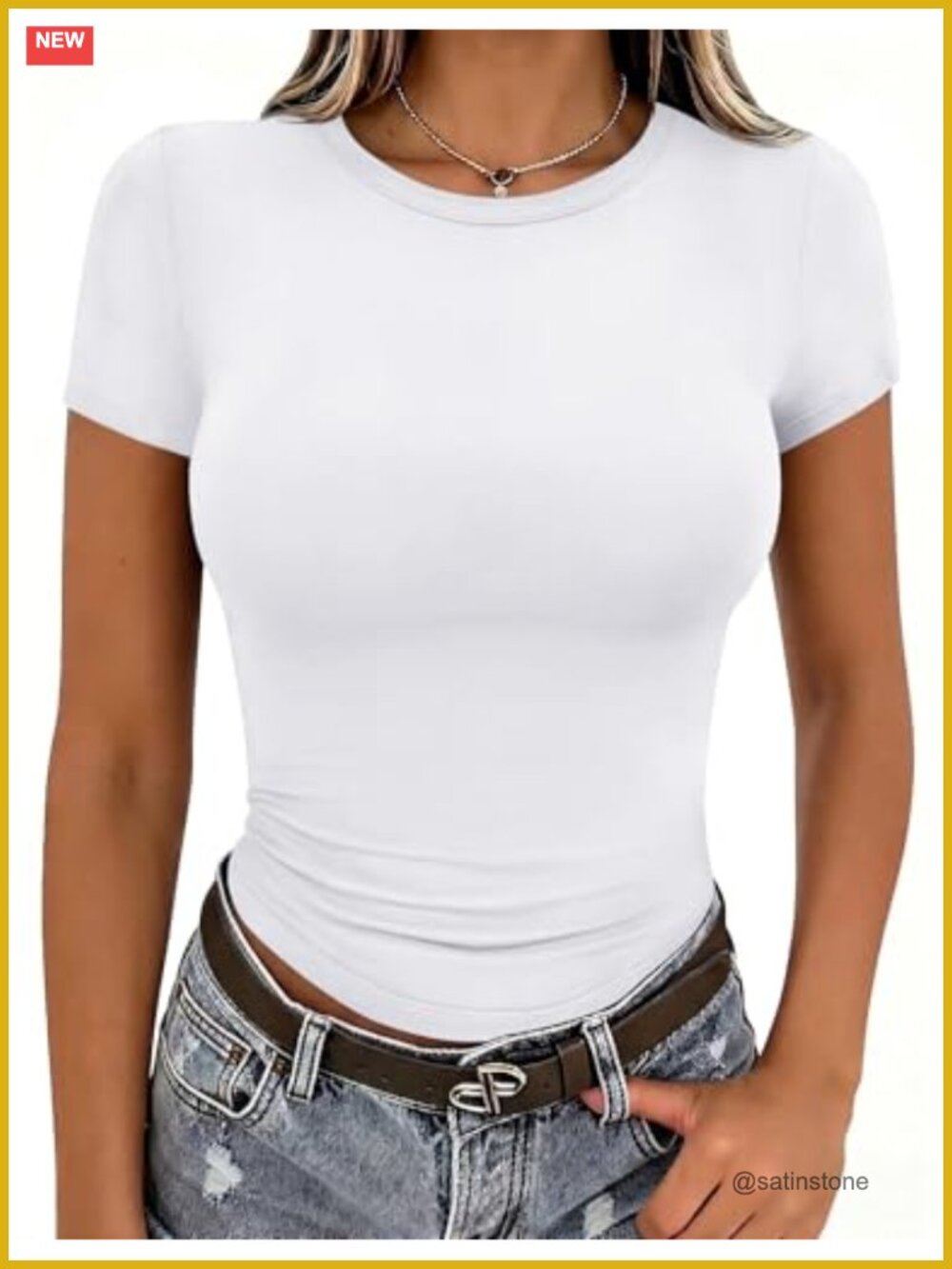 Women's Fitted Short Sleeve T-Shirt Stretchy Basic Crew Neck Tee